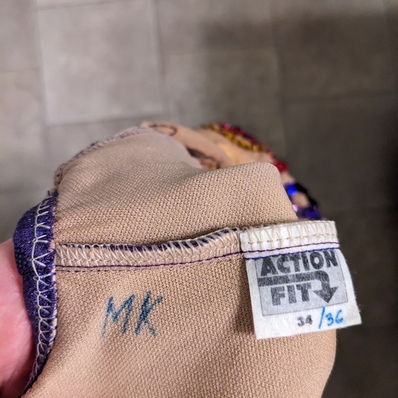 Handcrafted Artistic Swimming Circus Colors One Piece Bathing Suit Size 34/36 - Picture 2 of 9